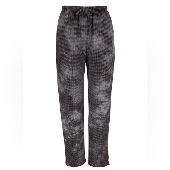 Raquel Allegra Black Check Tie Dye Drawstring Pants - Picture 1 of 12